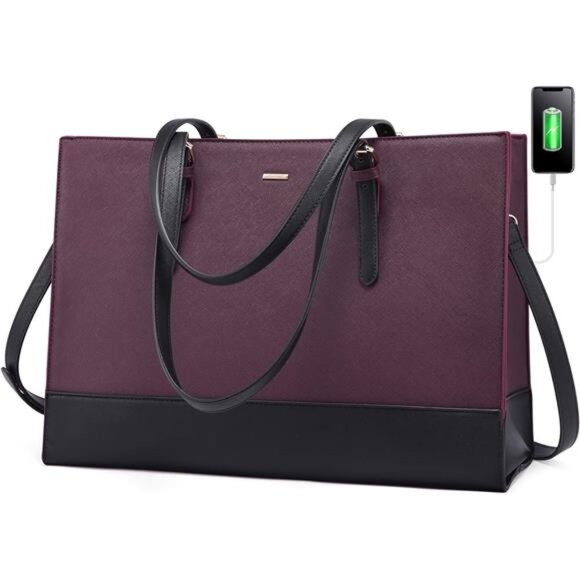 Laptop Tote Fashion for Work Plum